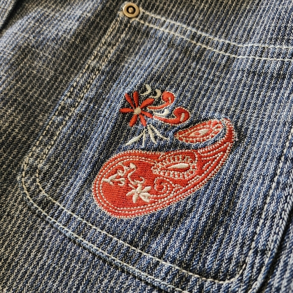 Sag Harbor Sport| Women's Blue, Striped Denim style Emboidered Jacket - Picture 6 of 7